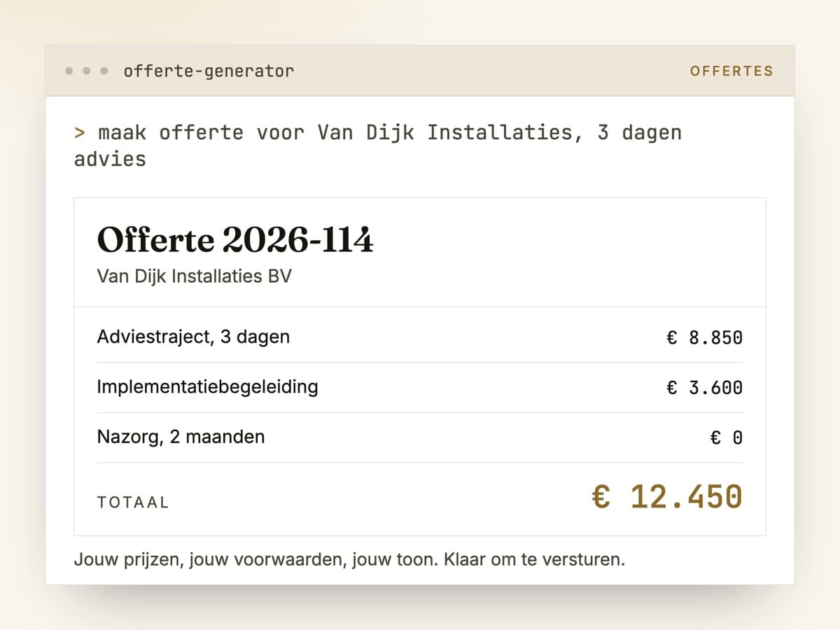 Voorbeeld: Offertes die eruit gaan zoals jij ze schrijft